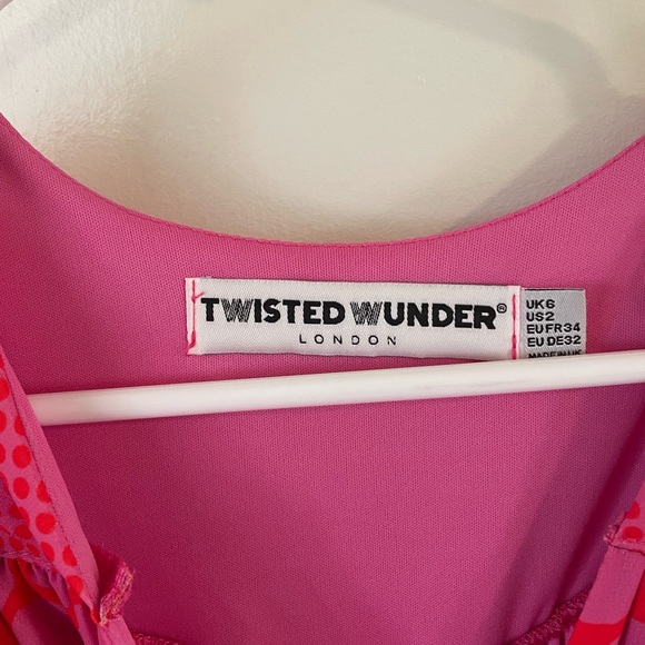 ASOS Twisted Wunder Under Ruched Waist Maxi Dress Pink Red Valentine US 2 NWOT - Picture 2 of 5